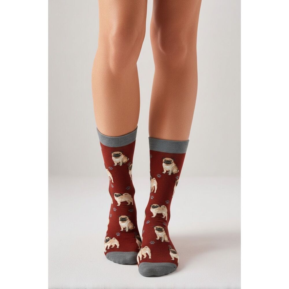 Happy Tails fawn Pug socks